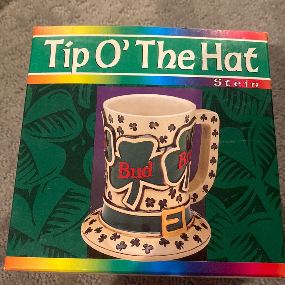 1994 giftware st pat’s tip o’ the hat stein Budweiser nib
